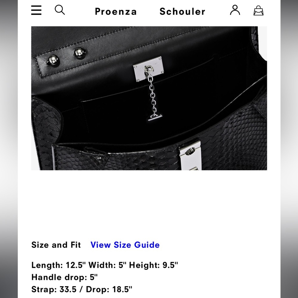 Authentic Proenza Schouler Black Python Top Handle Bag - Picture 5 of 6